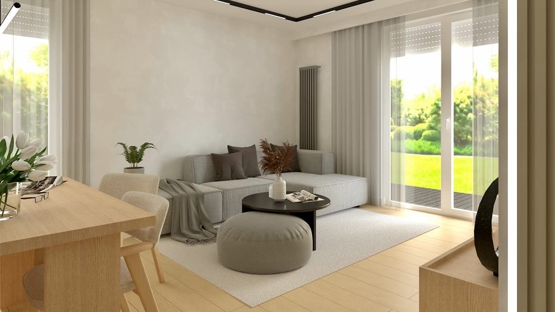 Render - Projekt wnętrz mieszkania dwupokojowego w Zawierciu