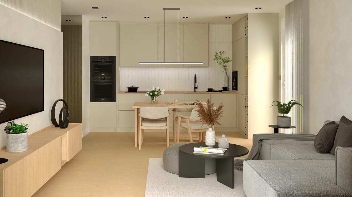 Render - Projekt wnętrz mieszkania dwupokojowego w Zawierciu