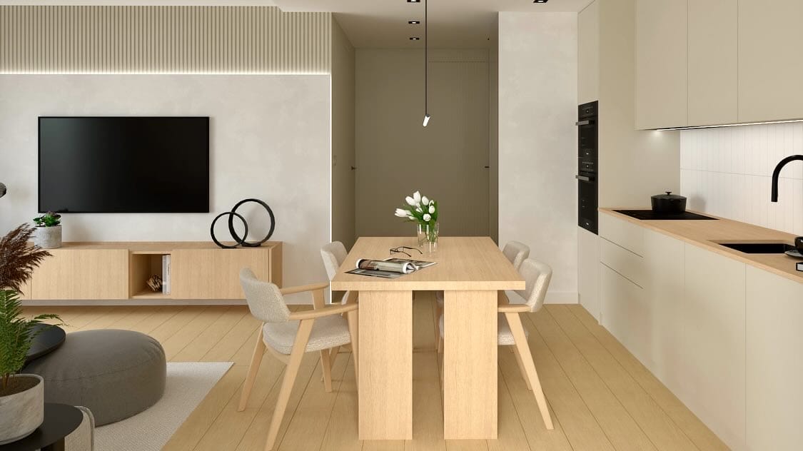 Render - Projekt wnętrz mieszkania dwupokojowego w Zawierciu